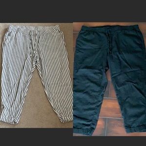 Two pairs of linen cropped pants